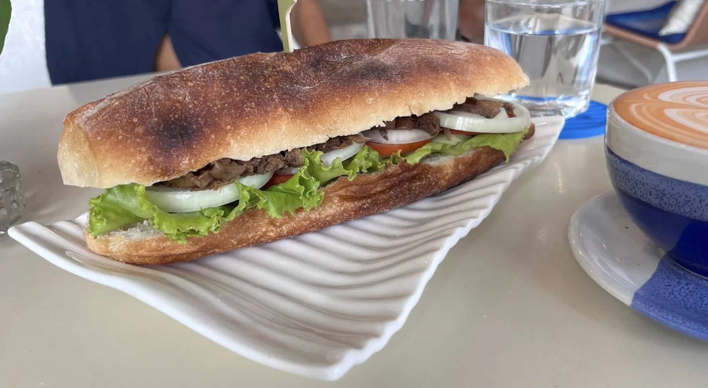 Fresh baguette sandwich made in house at Mellow Submarine